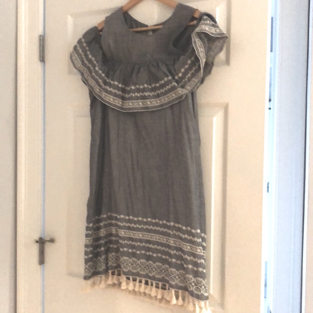 Miami Cold Shoulder Chambray Tassel Dress